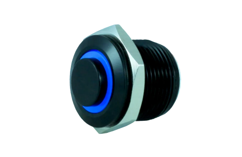 Tesi FILO 16MM Momentary LED Push Button Guitar Kill Switch Black - Blue LED