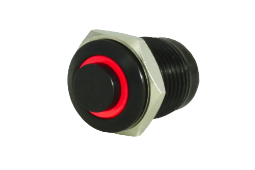 Tesi FILO 16MM Momentary LED Push Button Guitar Kill Switch Black - Red LED