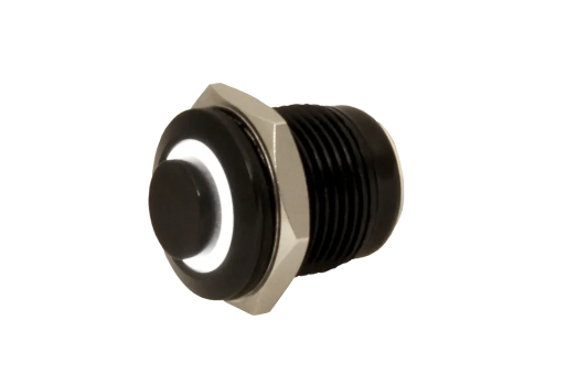 Tesi FILO 16MM Momentary LED Push Button Guitar Kill Switch Black - White LED