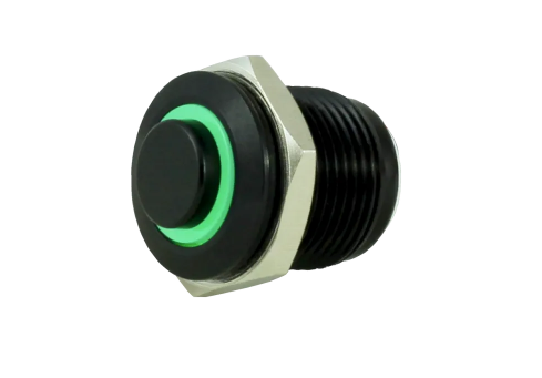 Tesi FILO 16MM Momentary LED Push Button Guitar Kill Switch Black - Green LED