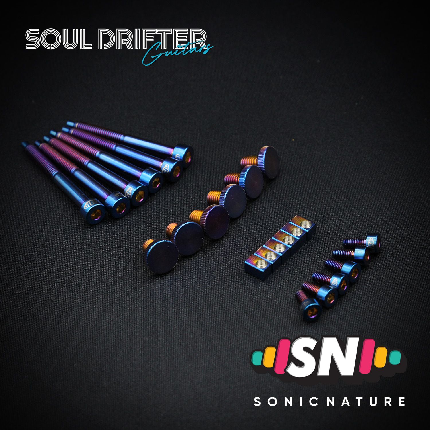 Sonic Nature GR5 Titanium Bridge Hardware Pack for Floyd - Blue Flame