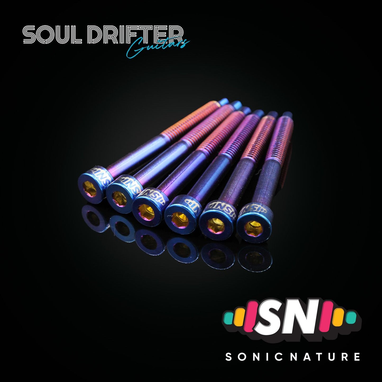Sonic Nature GR5 Titanium String Lock Screws for Floyd - Blue Flame