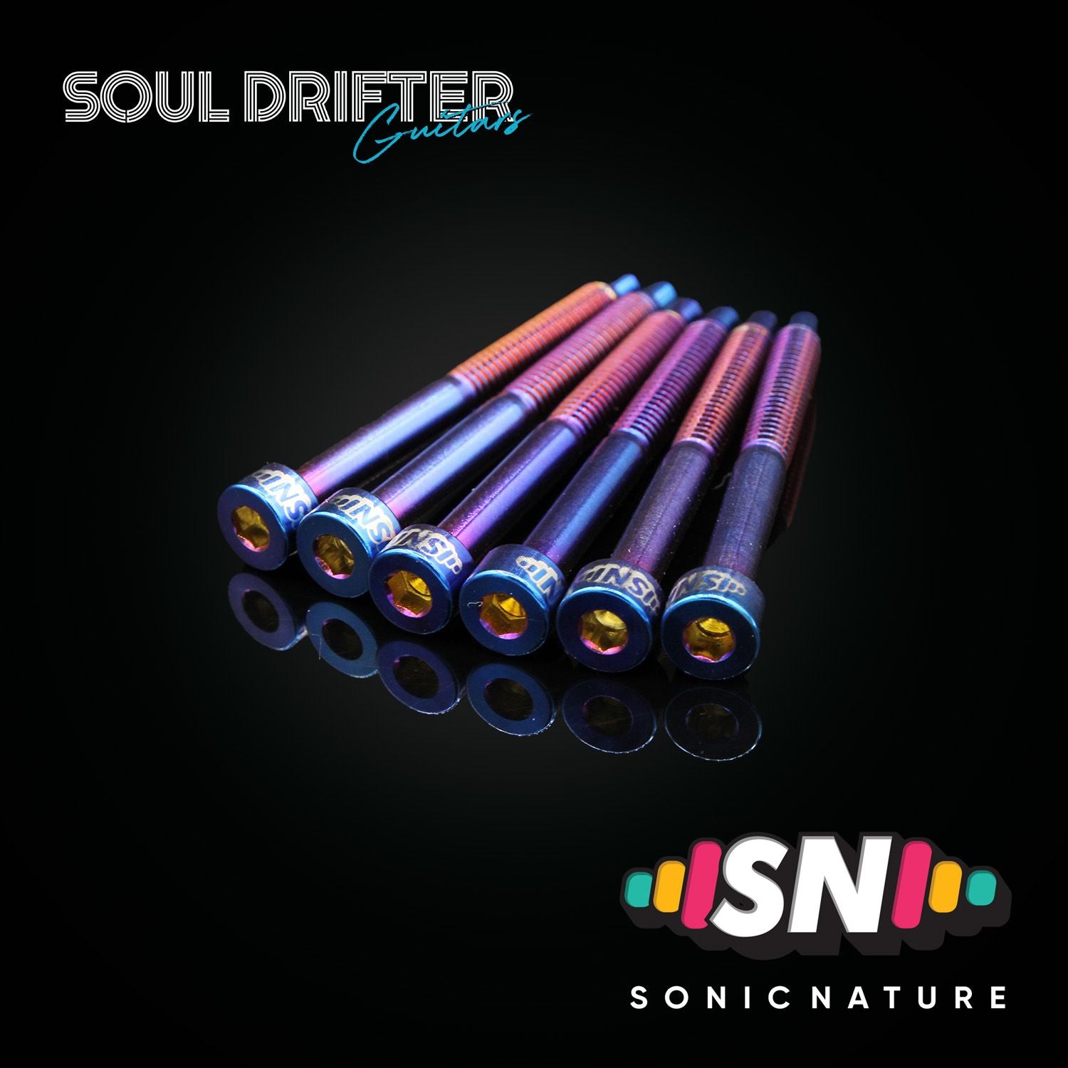 Sonic Nature GR5 Titanium String Lock Screws for Floyd - Blue Flame