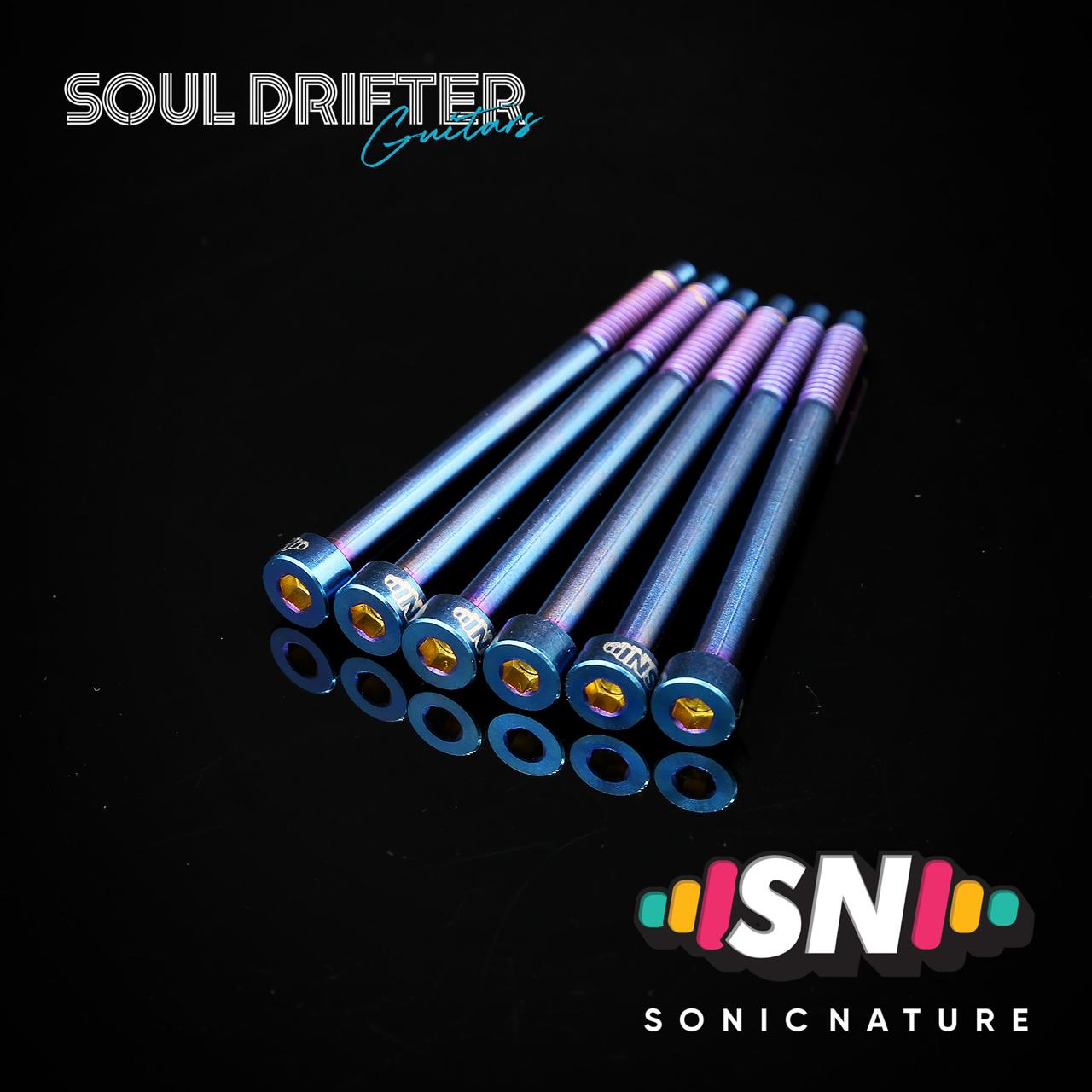 Sonic Nature GR5 Titanium XL String Lock Screws for D Tuners / Longer Applications - Blue Flame