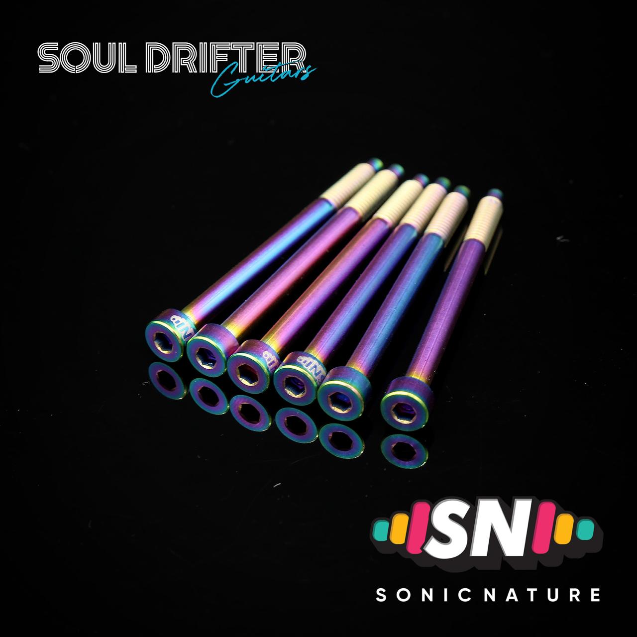 Sonic Nature GR5 Titanium XL String Lock Screws for D Tuners / Longer Applications - Rainbow