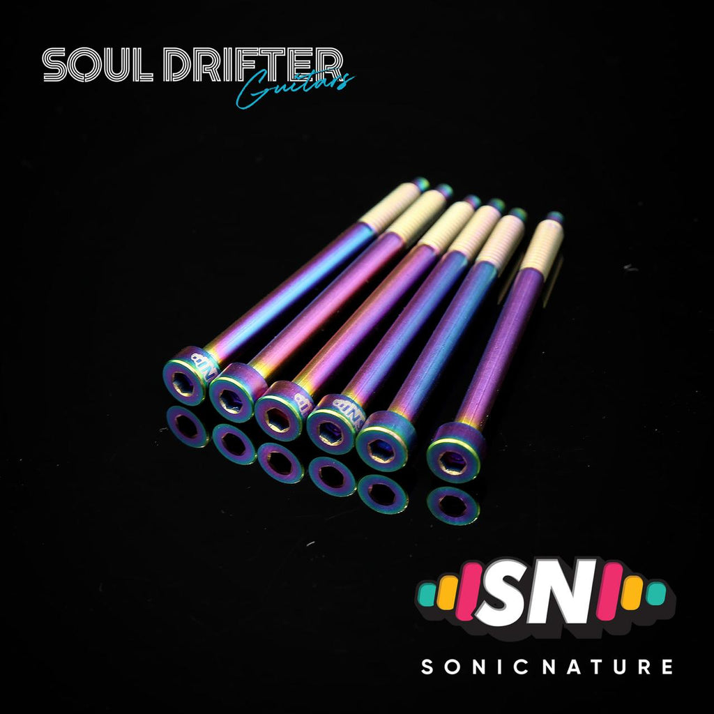 Sonic Nature GR5 Titanium XL String Lock Screws for D Tuners / Longer Applications - Rainbow