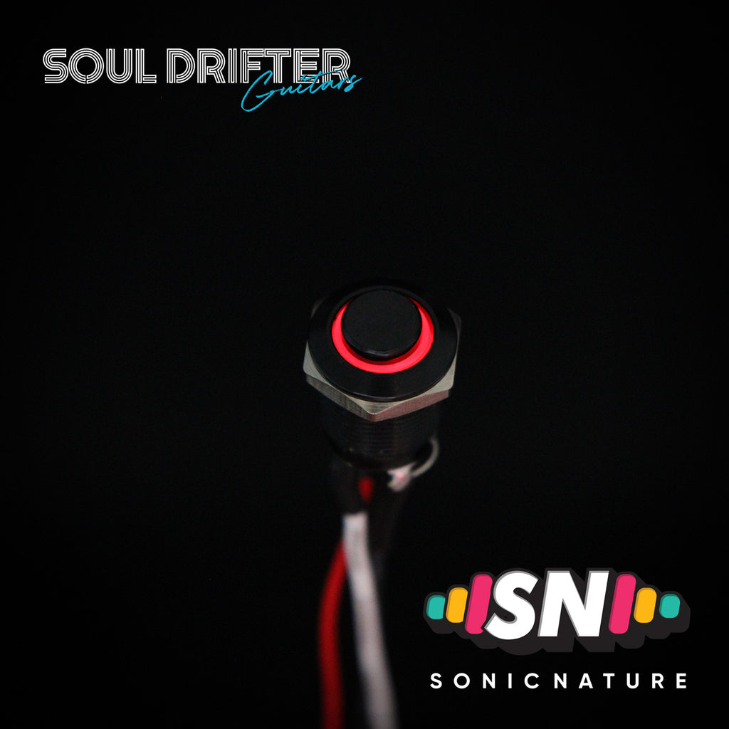 Sonic Nature Momentary Guitar LED Kill Switch 12MM - Black with Red LED