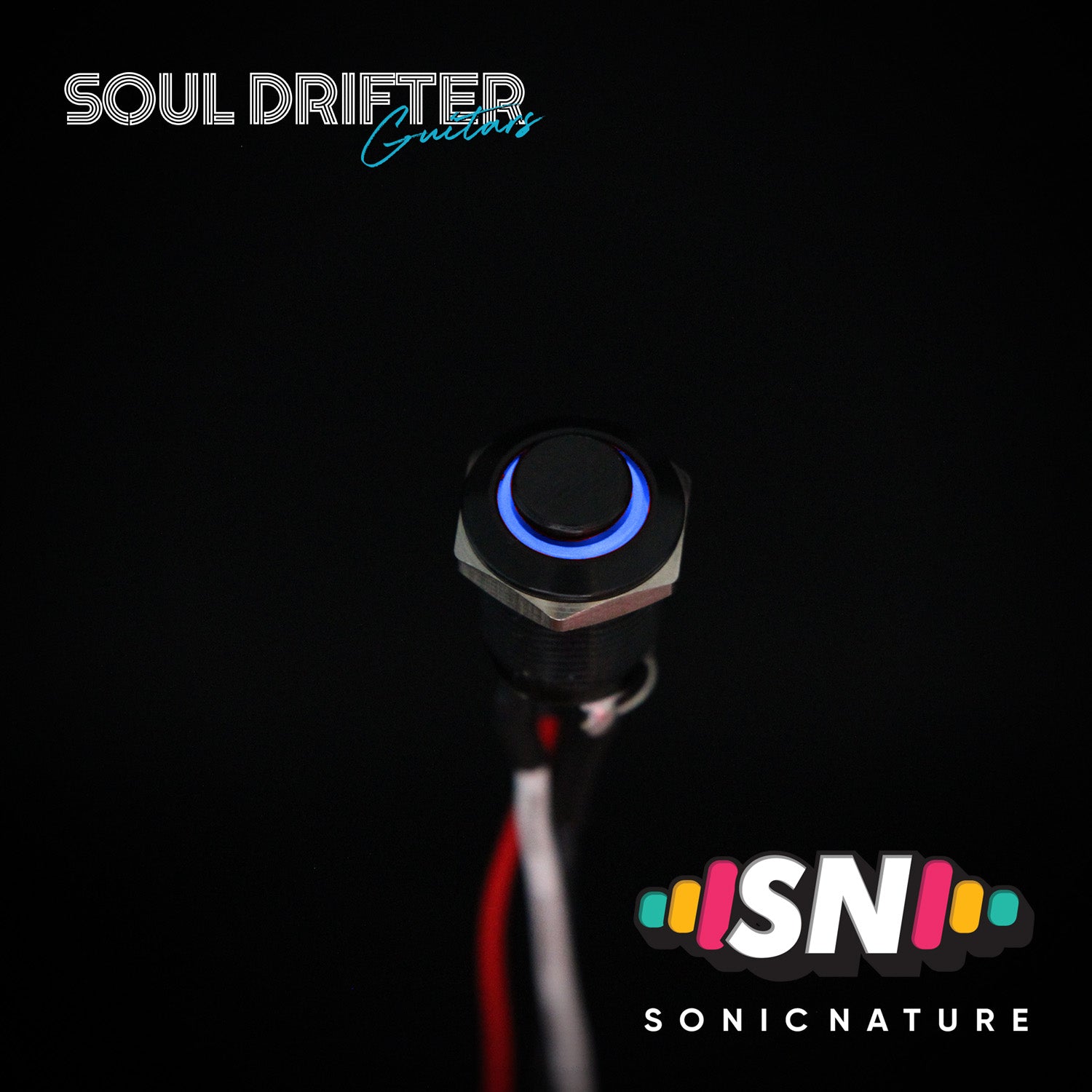 Sonic Nature Momentary Guitar LED Kill Switch 16MM - Black with Blue LED
