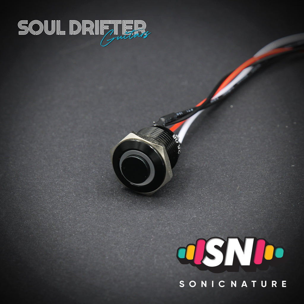 Sonic Nature Momentary Guitar LED Kill Switch 16MM - Black with White LED