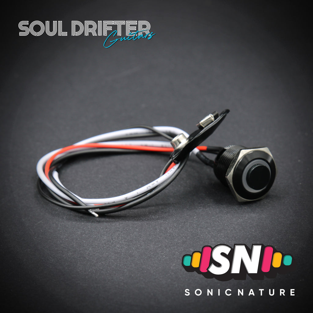 Sonic Nature Momentary Guitar LED Kill Switch 16MM - Black with White LED