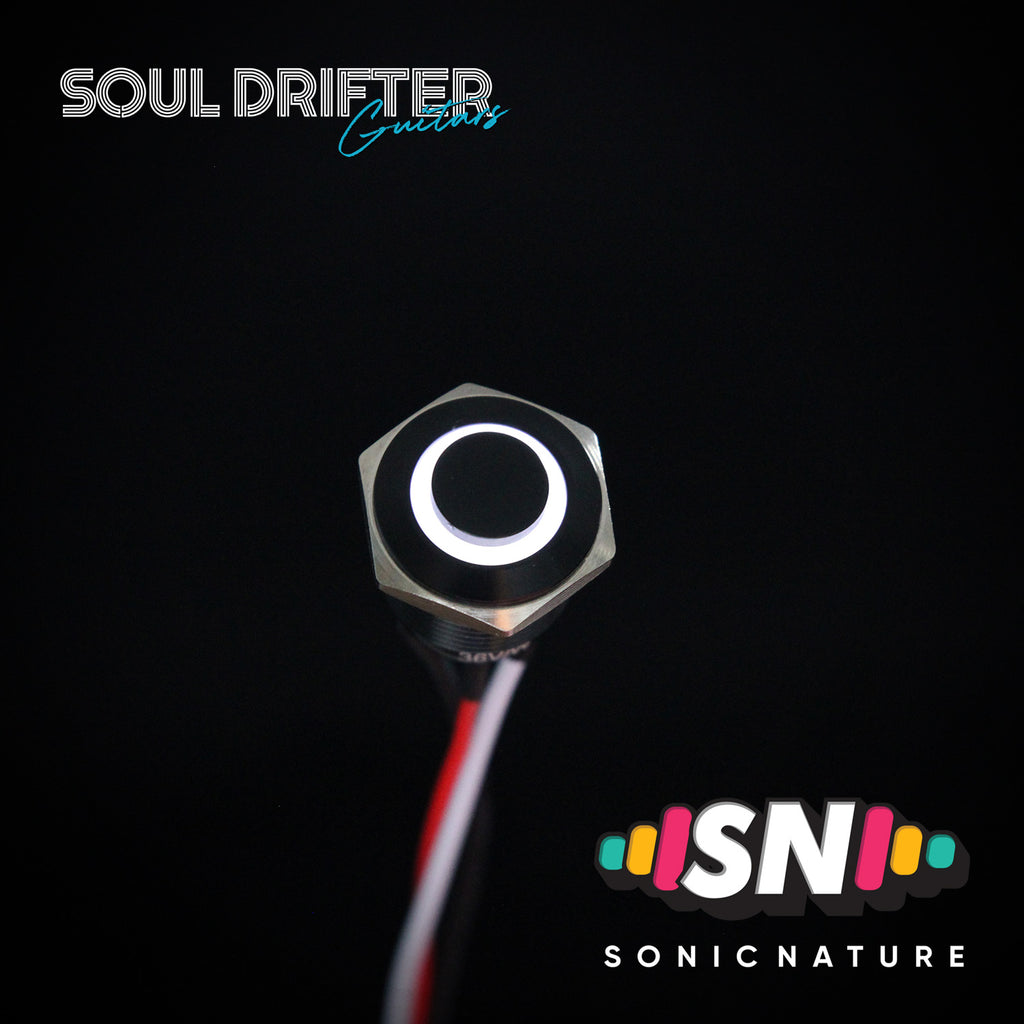 Sonic Nature Momentary Guitar LED Kill Switch 16MM - Black with White LED
