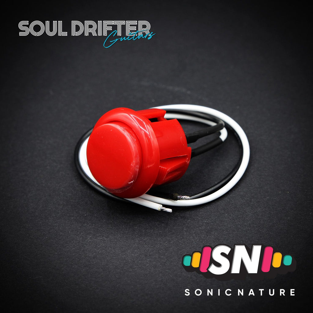 Sonic Nature Solid Arcade Push Button Guitar Kill Switch - Red