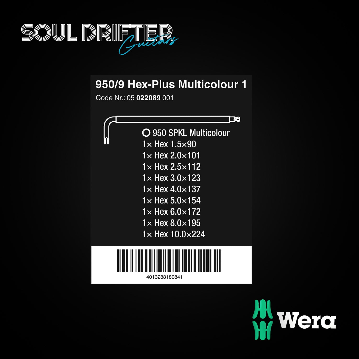 Wera 950/9 Hex-Plus Multicolour L-Key Set Metric 9 Pce