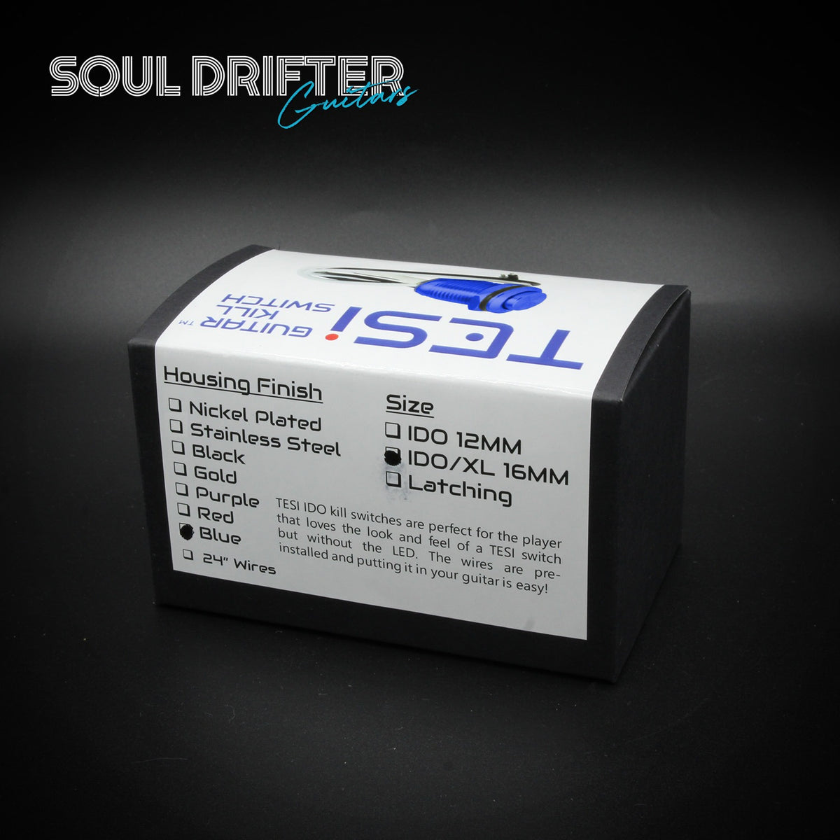 Tesi IDO L/XL 16mm Latching Push Button Black Metal Switch Tesi Tesi IDO L/XL 16mm Latching Push Button Black Metal Switch Tesi