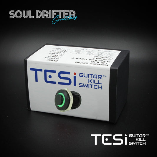 Tesi FILO 16MM Momentary LED Push Button Guitar Kill Switch Black - Green LED