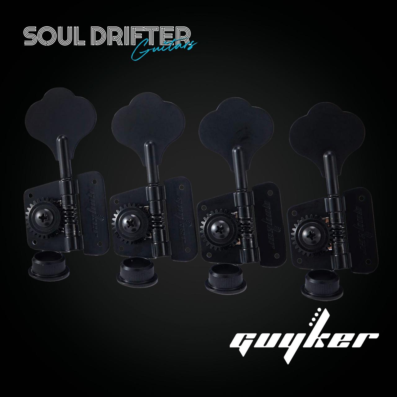 Guyker GK-530 Open Frame Tuning Pegs for Electric Bass with 1:20 Ratio (Right Handed) - Black