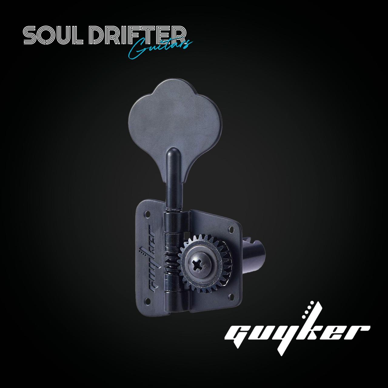 Guyker GK-530 Open Frame Tuning Pegs for Electric Bass with 1:20 Ratio (Right Handed) - Black