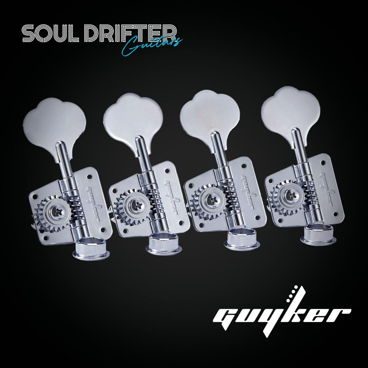 Guyker GK-530 Open Frame Tuning Pegs for Electric Bass with 1:20 Ratio (Right Handed) - Chrome