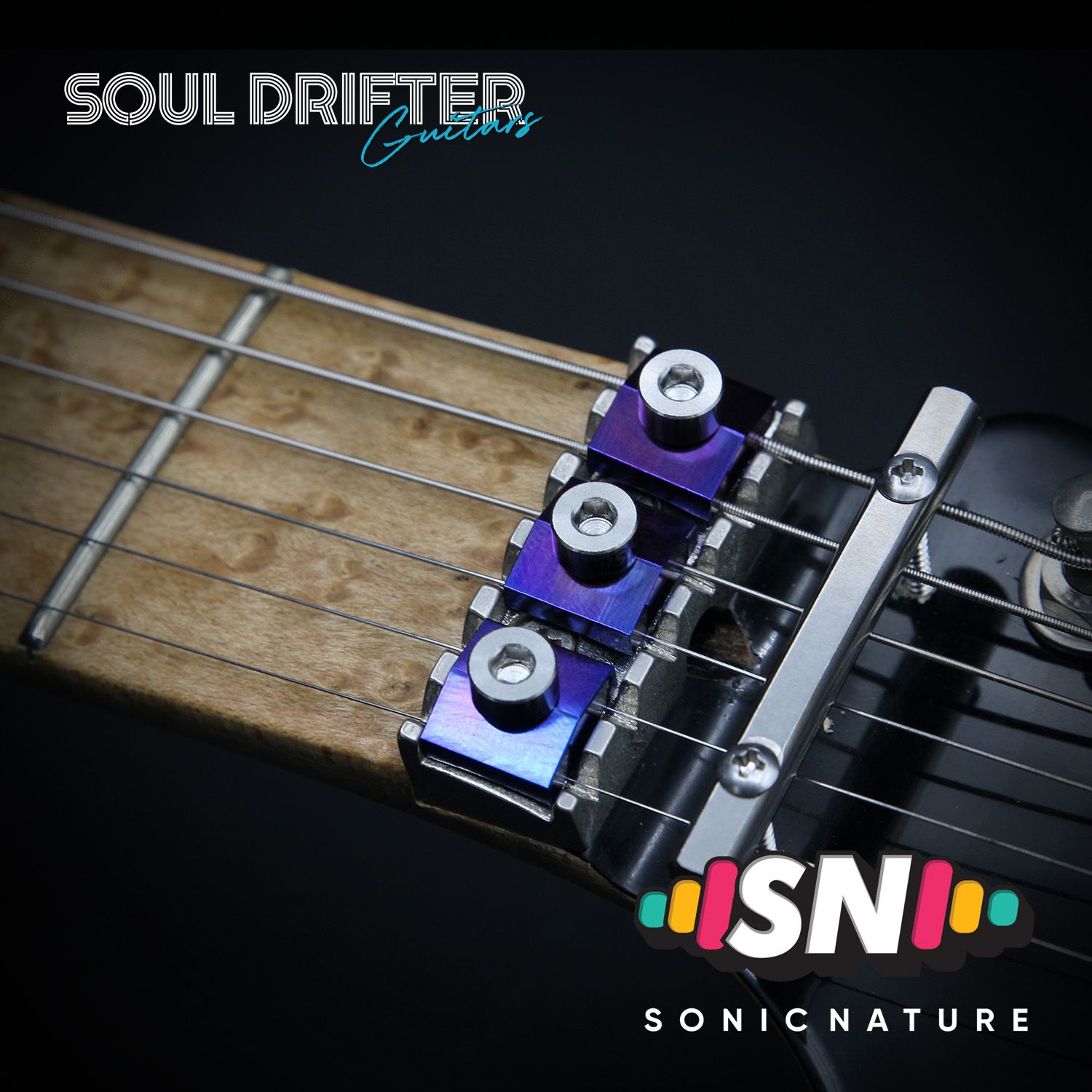Sonic Nature GR5 Titanium Nut Clamp Blocks - Blue Flame