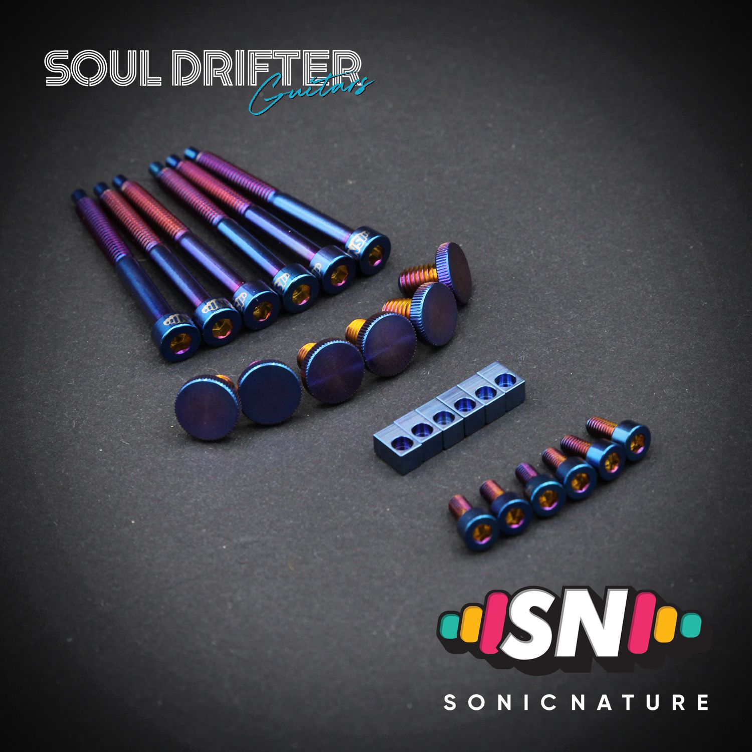 Sonic Nature GR5 Titanium Bridge Hardware Pack for Floyd - Blue Flame