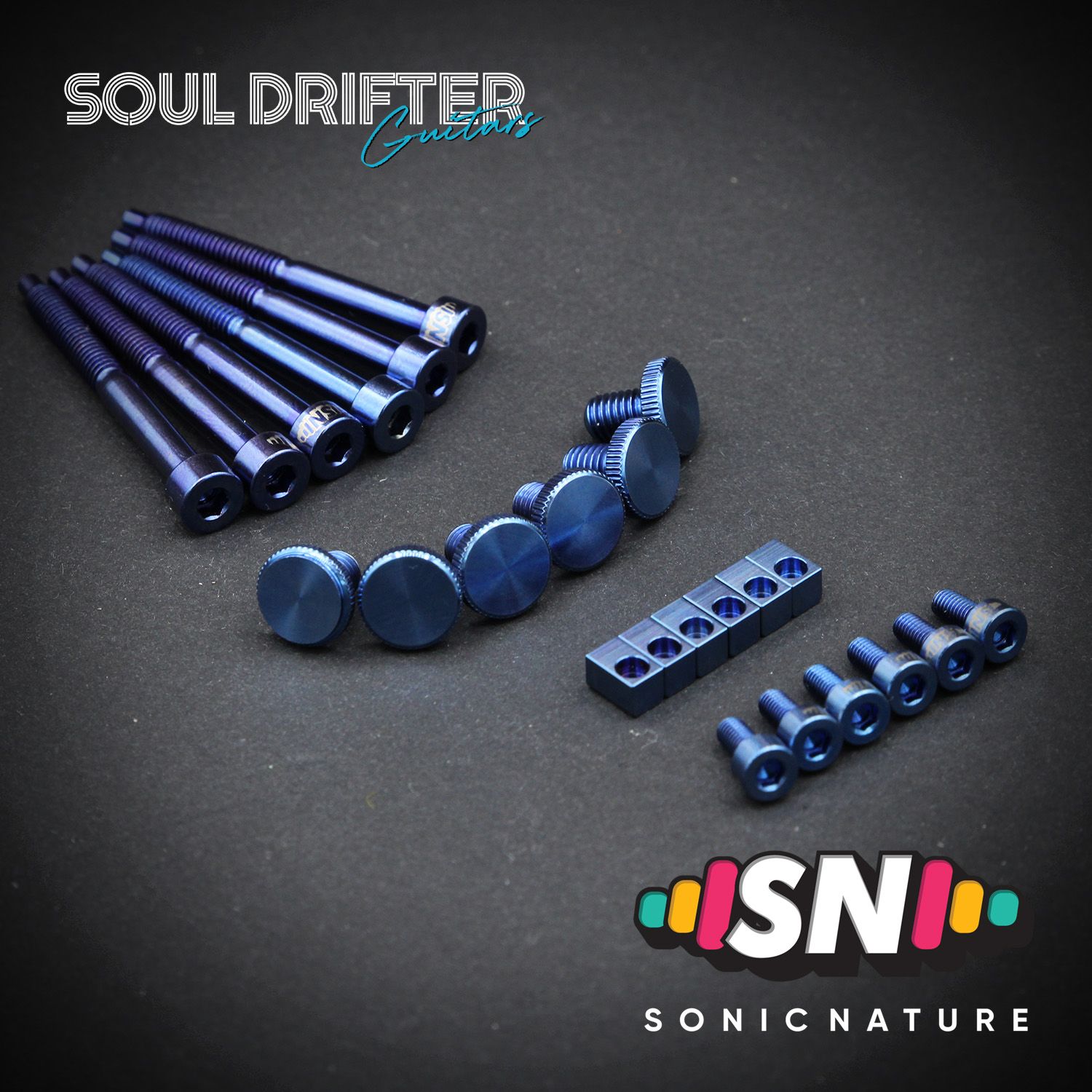 Sonic Nature GR5 Titanium Bridge Hardware Pack for Floyd - Midnight Blue