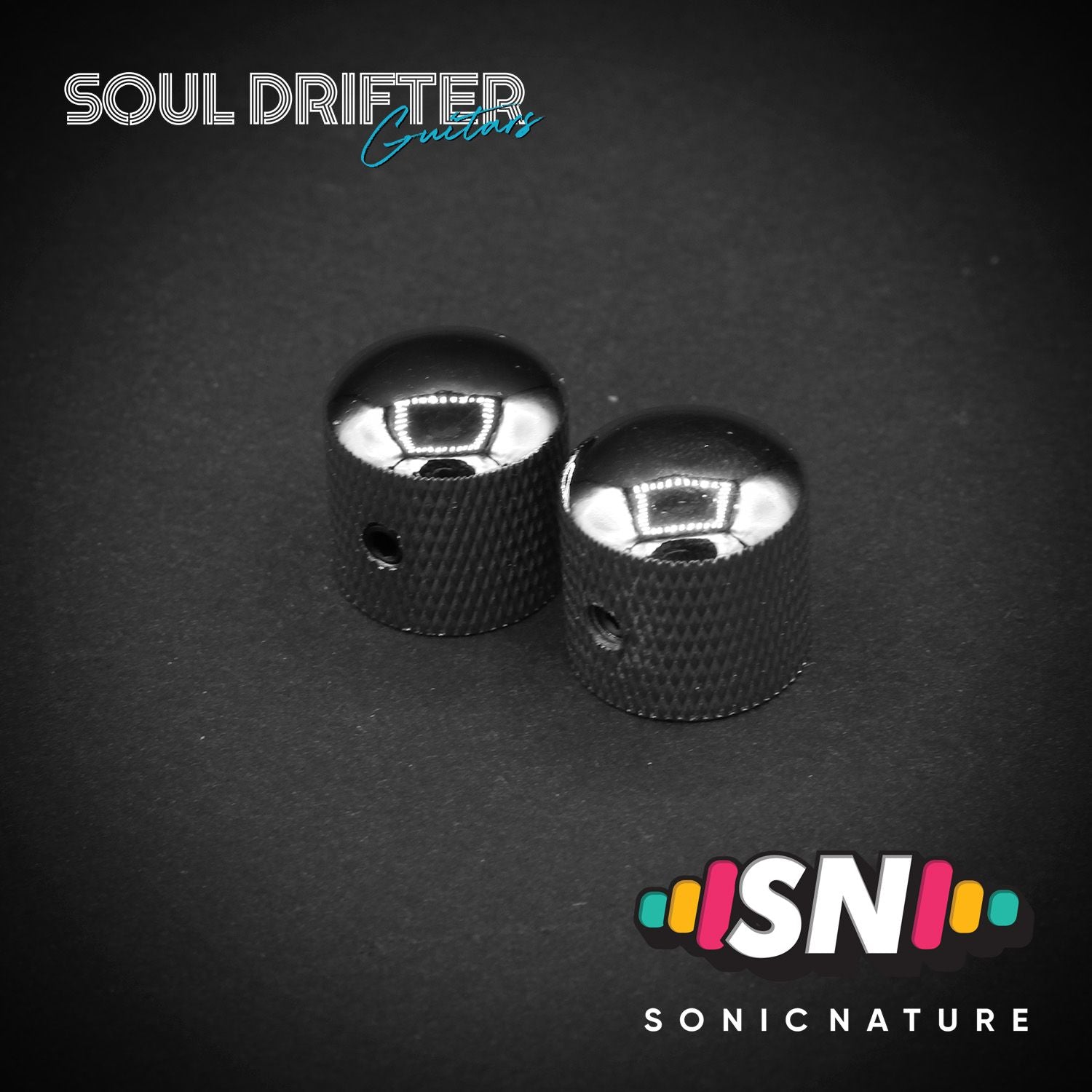 Sonic Nature Metal Set Screw Dome Knob with Knurled Sides - Chrome (Pack of 2)