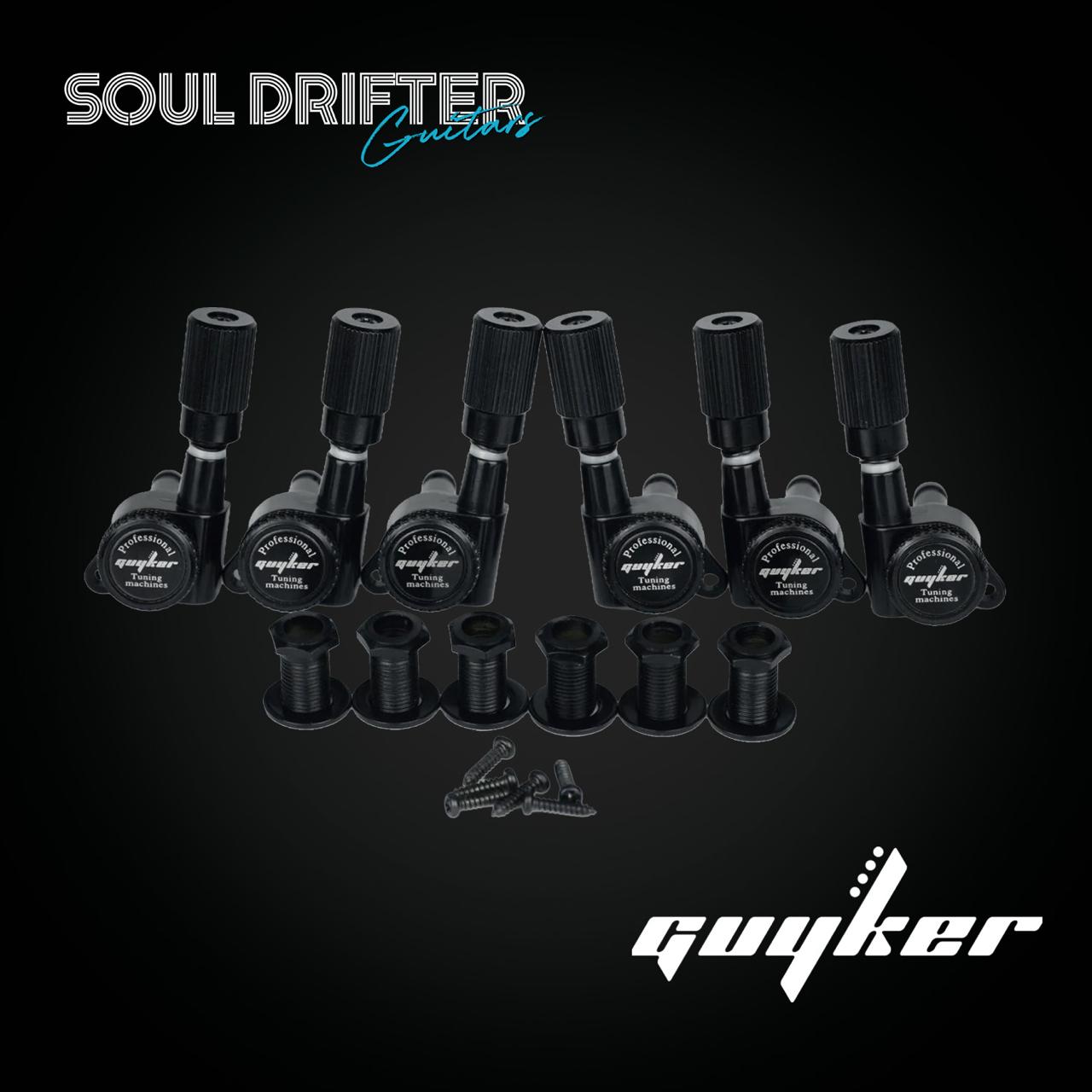 Guyker GK-11SP Guitar Locking Tuners Machine Heads (6R) - Black