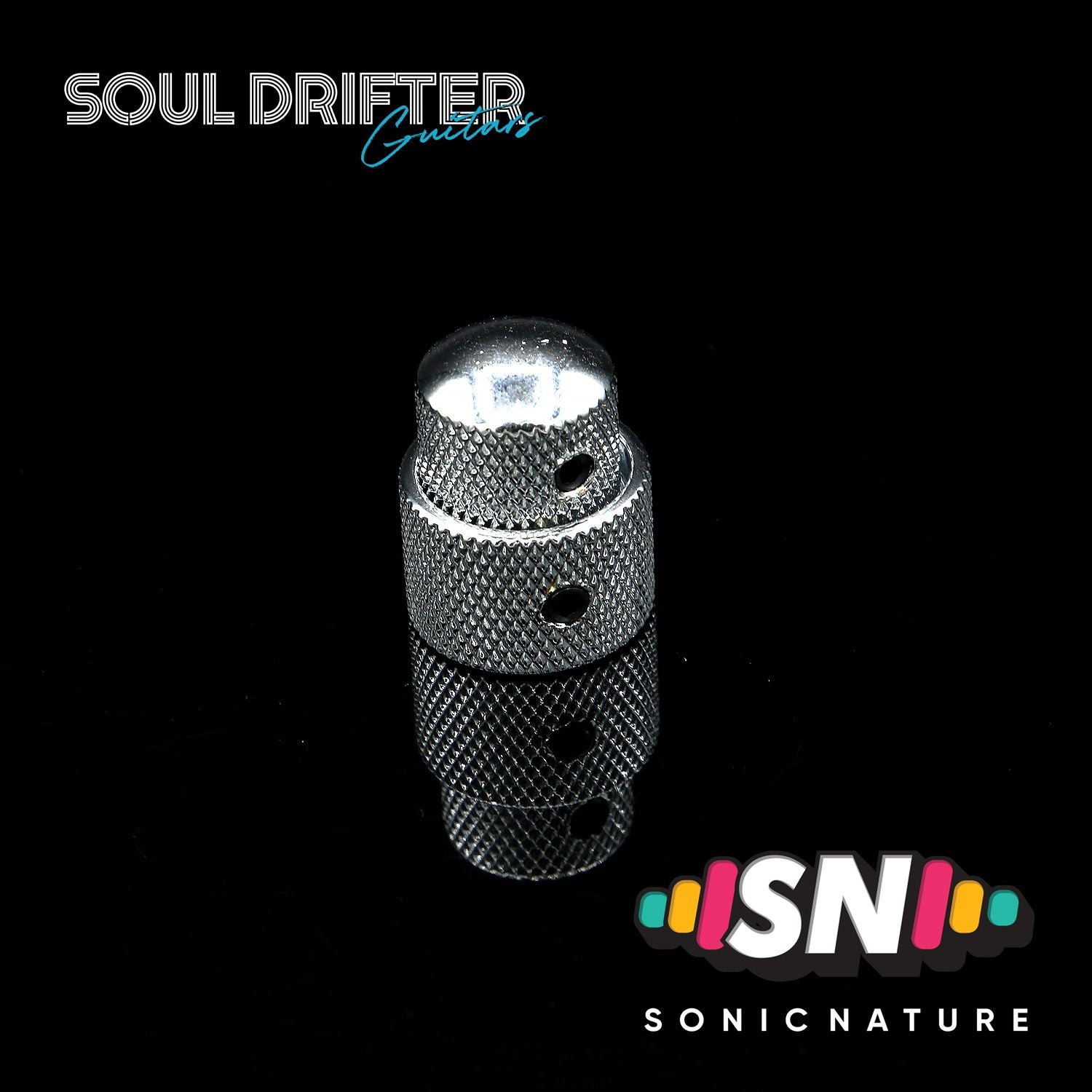 Sonic Nature Dual Concentric Screw Dome Knob with Knurled Sides - Chrome