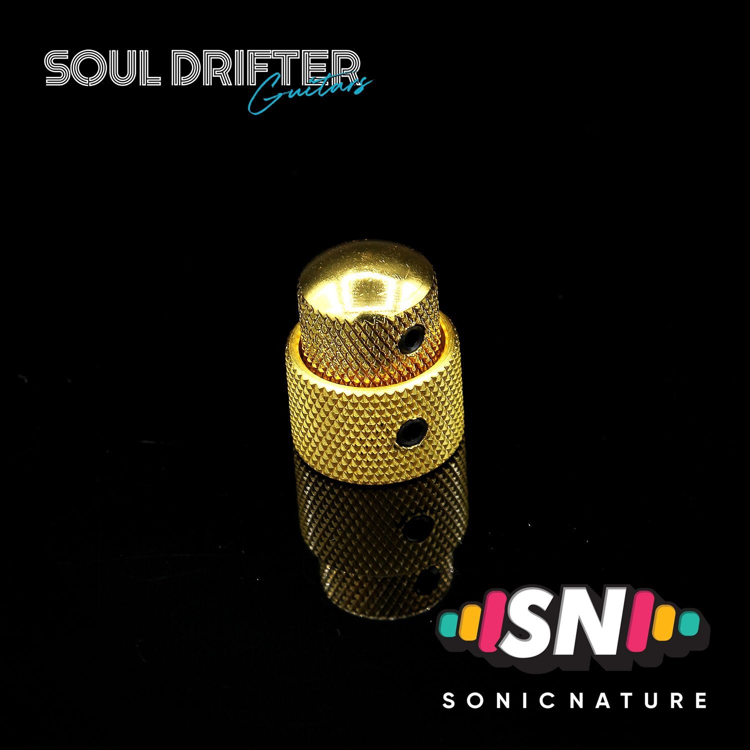 Sonic Nature Dual Concentric Screw Dome Knob with Knurled Sides - Gold