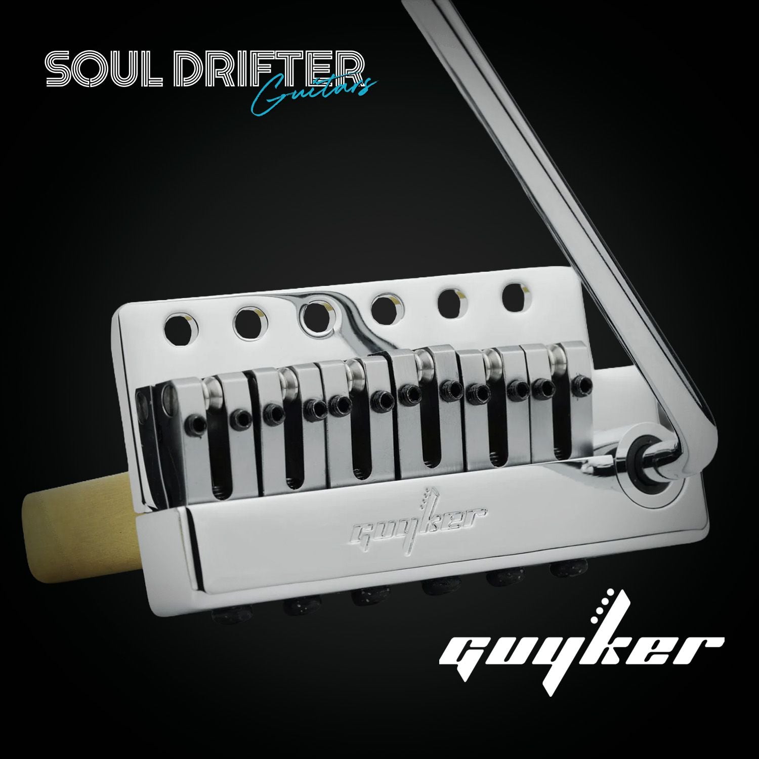 Guyker GG1009A-T 6-Point Tremolo Bridge with Brass Saddles Strat Style Electric Guitar - Chrome
