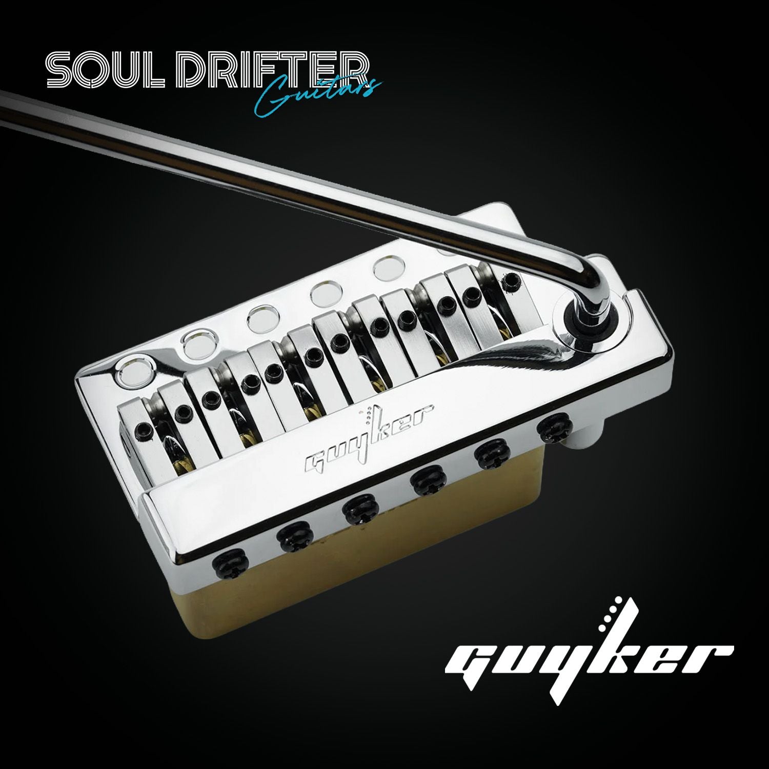 Guyker GG1009A-T 6-Point Tremolo Bridge with Brass Saddles Strat Style Electric Guitar - Chrome
