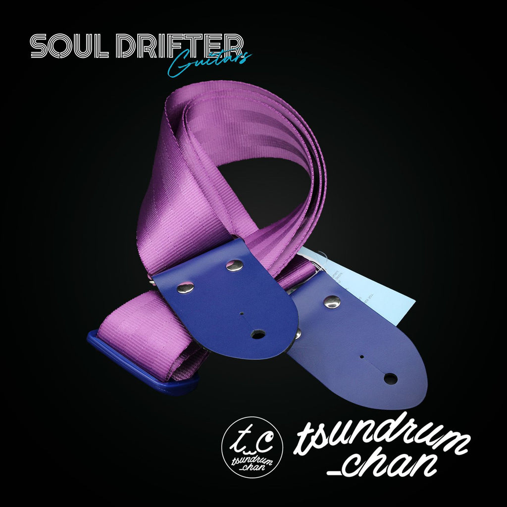tsundrum_chan Colorful Seatbelt Guitar Strap - Purple / Navy
