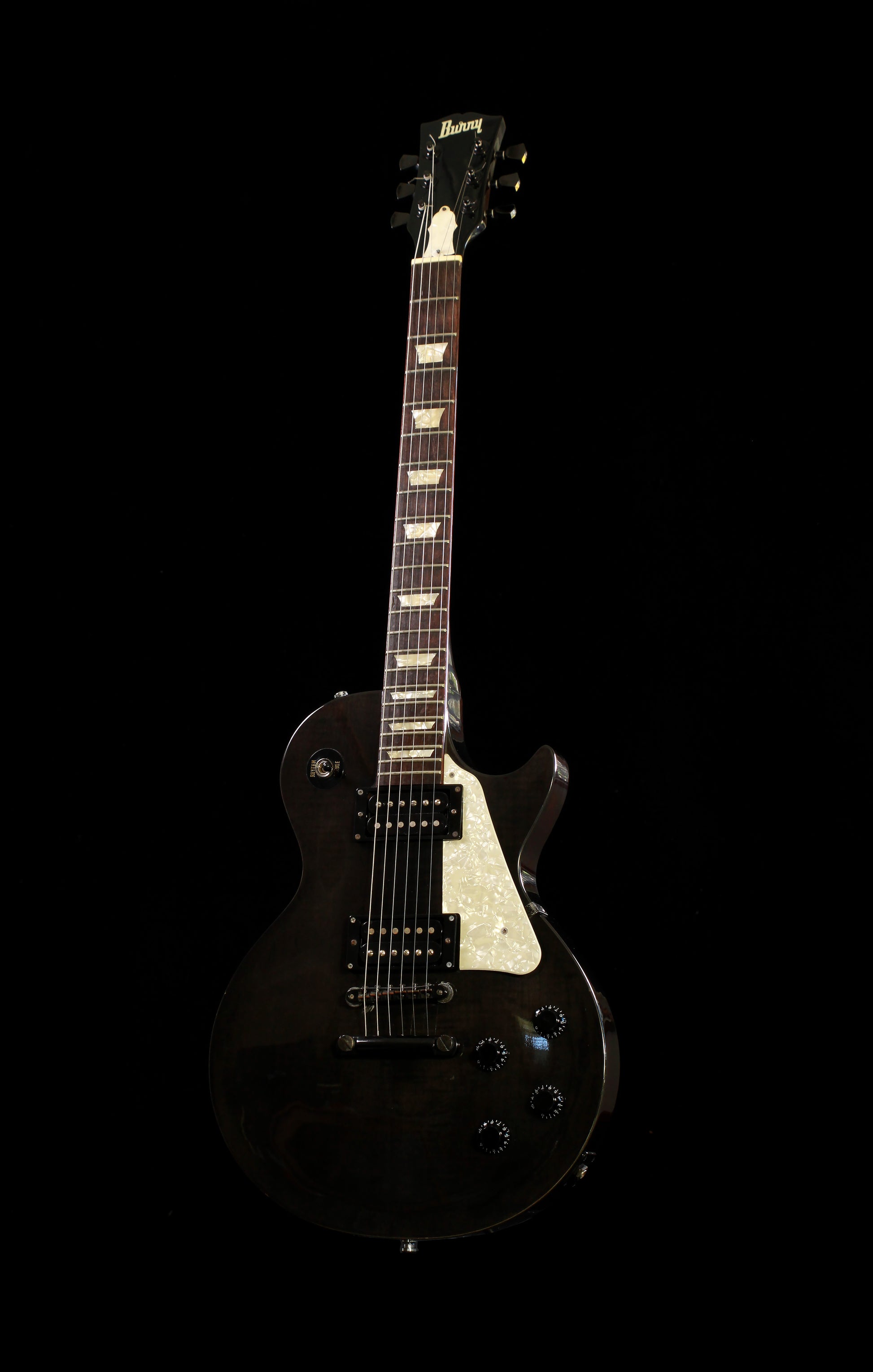 Burny Made in Japan LG-75JP Joe Perry Les Paul Transparent Black / Pearloid