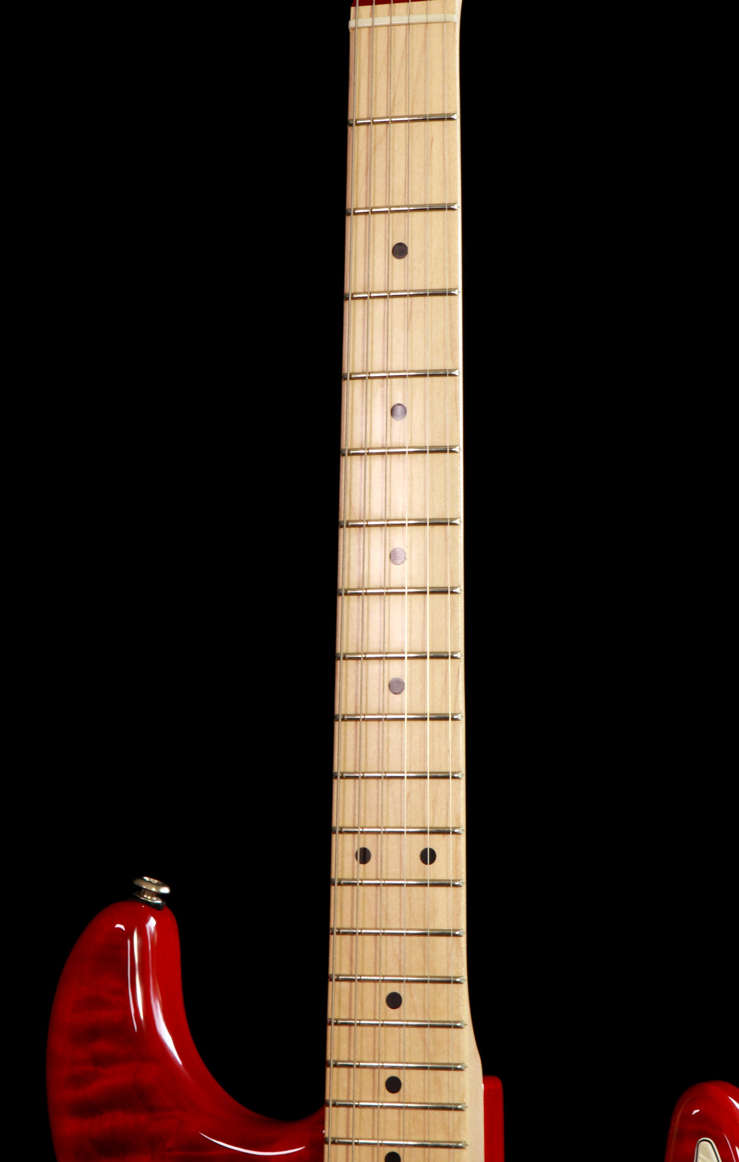 G&L USA Legacy Strat Custom Made HSS Flame Clear Red