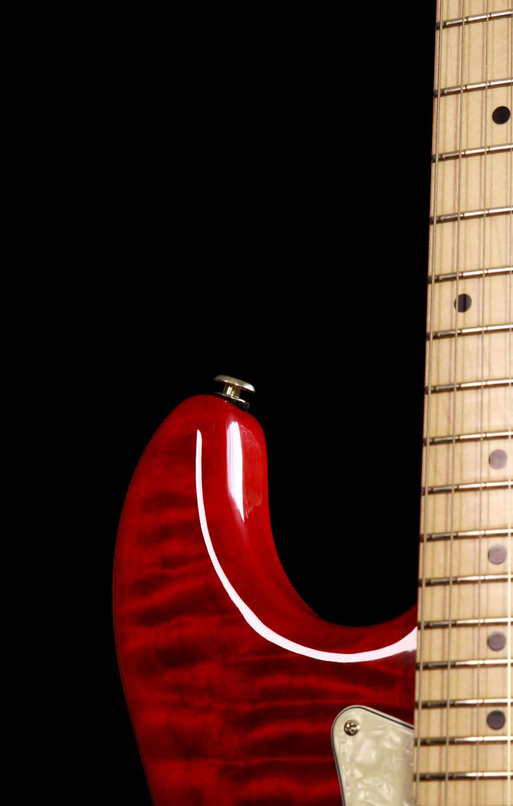 G&L USA Legacy Strat Custom Made HSS Flame Clear Red