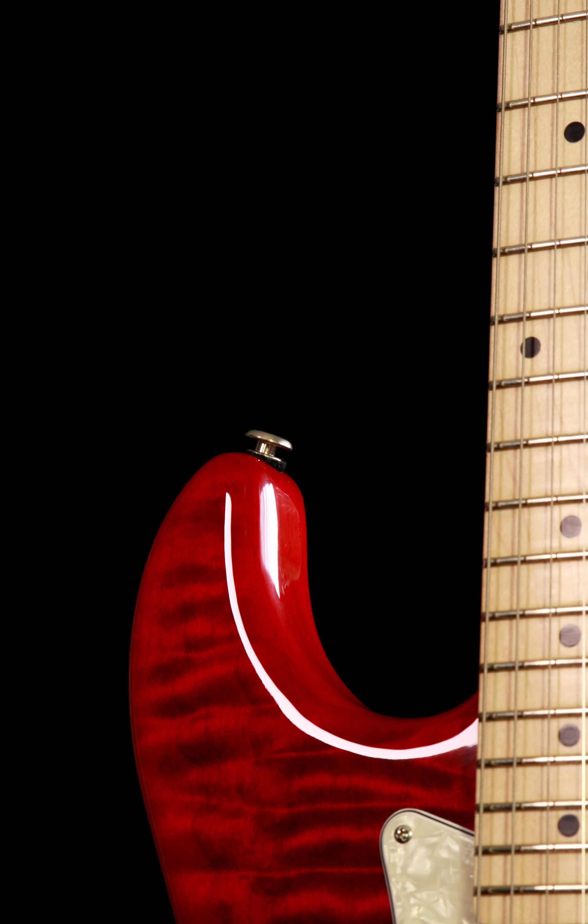 G&L USA Legacy Strat Custom Made HSS Flame Clear Red
