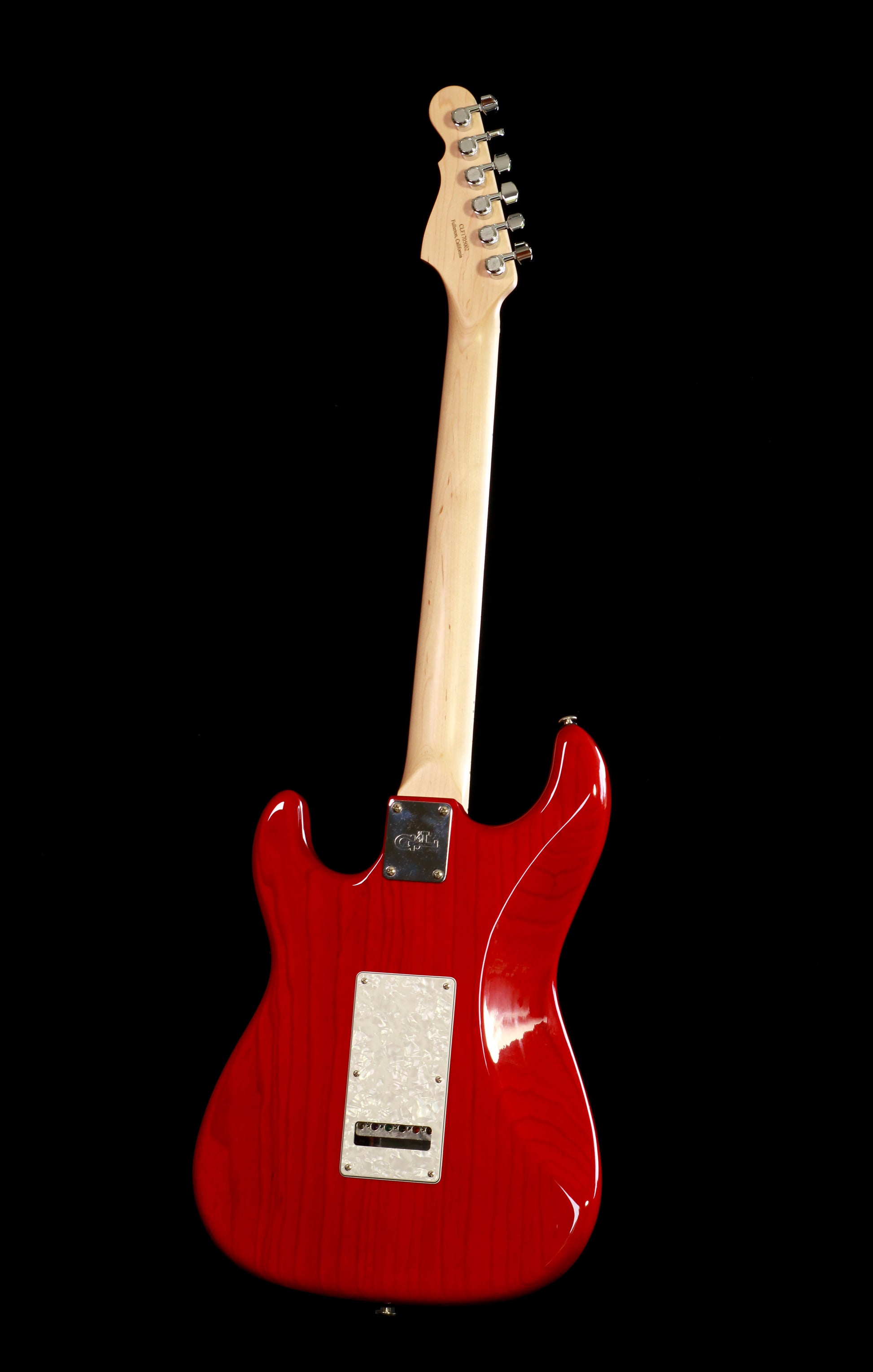 G&L USA Legacy Strat Custom Made HSS Flame Clear Red