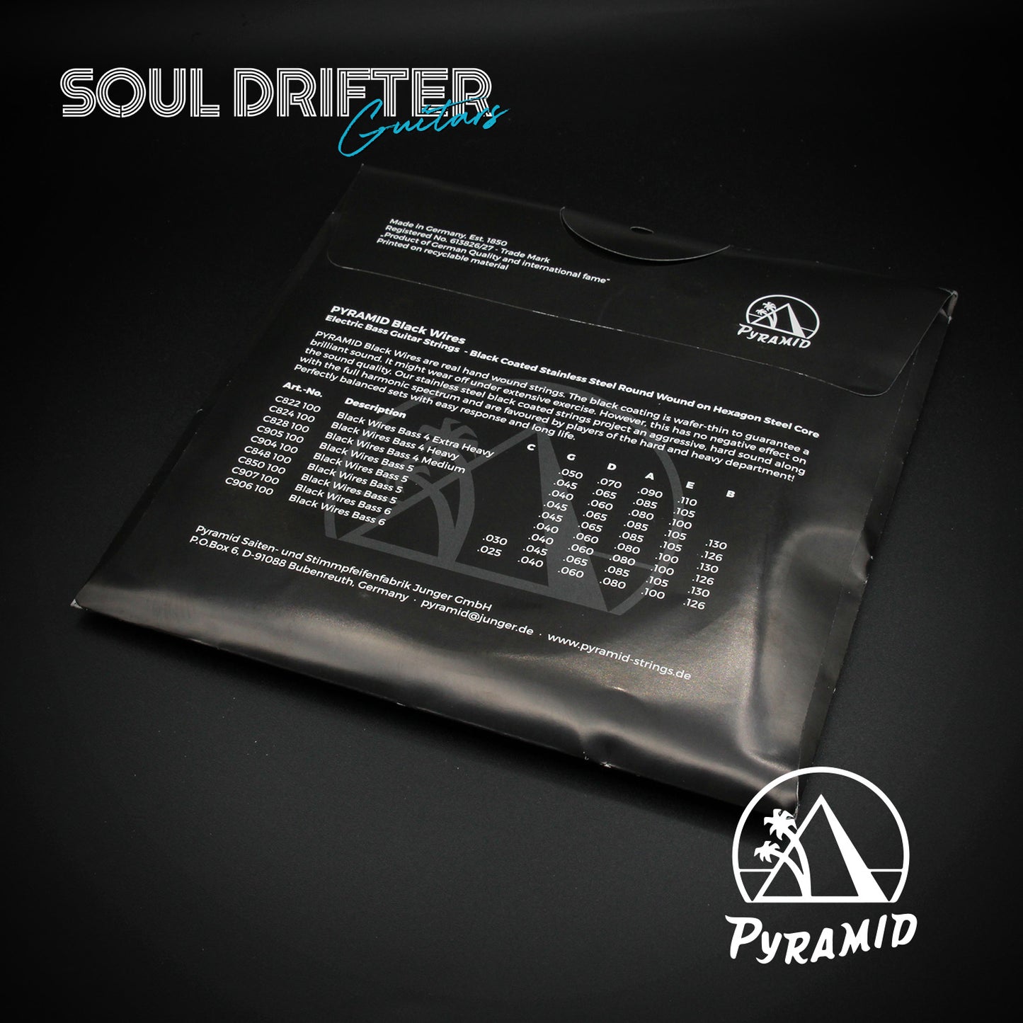 Pyramid Roundwound Black Wires Electric Bass Guitar Strings Medium (.040-.100)